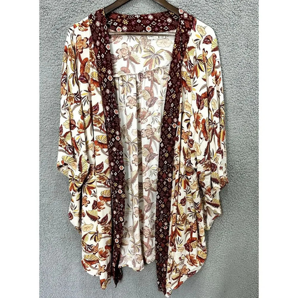 Cato lightweight cardigan‎ 22W open front floral kimono sleeve boho cottagecore - Picture 1 of 7